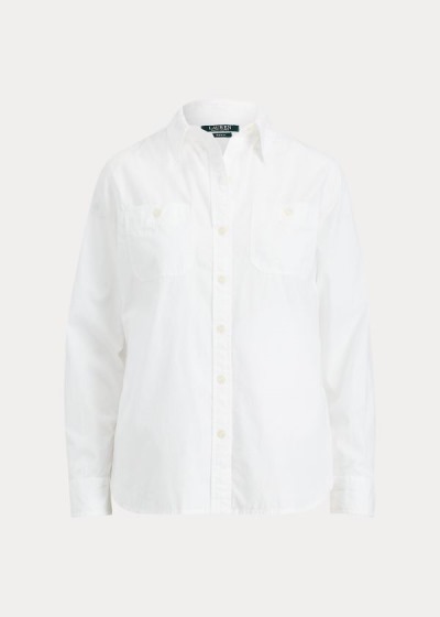 Camisa Ralph Lauren Mujer Blancos - Cotton Broadcloth - MNAQI3605